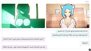 Nicole Risky Job Hentai game PornPlay Ep.2 camgirl foundling tits and fingering her pussy to attract more customers