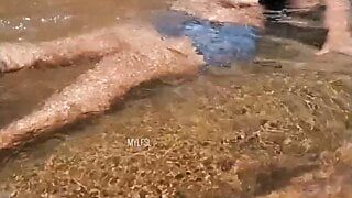 Public Outdoor Shower and  Big natural boobs showing