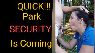 Public park blowjob, handjob with hot cumshot