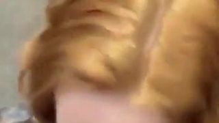 Redhead risky blowjob