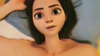 Sexy hentai blowjob, big eyes, sexy cosplay suck