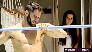 Stepmom and Daughter Compete For Pool Boy’s Cock