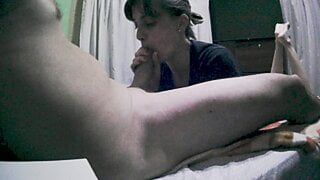 Tasty blowjob with feet view