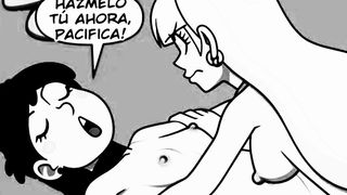 Very hot threesome, subduing my friend to enjoy both of a cock endowed comic