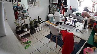 watching my wife from my work in the office