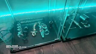 Young busty blonde gets ass fucked in the anal gyno chair