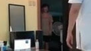 Girl shaking ass in front of brother