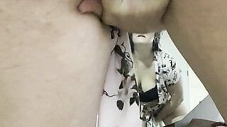 Hot milf fingers close up in sexy summer dress