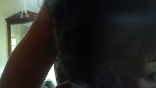 Katie spots on cock and jerks it off into her slut mouth