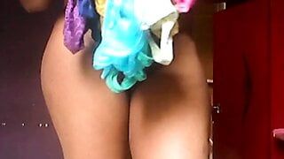 MadamNilu – removes dress, showing her Indian body