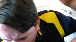 Mature milf sucks up BBC on her lunch break