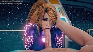 Metroid – Samus Aran Deepthroating & Swallow Cum (Animation with Sound)