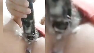 Mirelladelicia naughty bitch wanting a big dick to sit on, showing off in the bathroom playing with black dildo 20X3