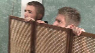 Two skinny, big breasted, horny milfs who like to get fucked hard until they cum. American porn video