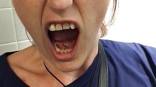 Unleashing a massive piss at Denver Airport where I forgot Id taken my clit bar out whilst wiping my very hairy pussy