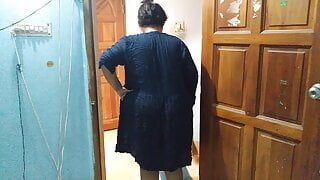 Wife fucked hard with dirty while sweeping in the room – POV