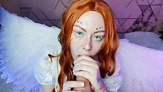 Xmas angel sloppy bj and fucking with a huge dick