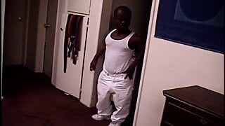 Black slut fucked deep in her pussy by two horny cocks