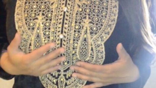 British indian slut plays with black dildo and cums