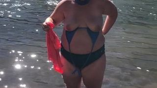 Getting topless in the river