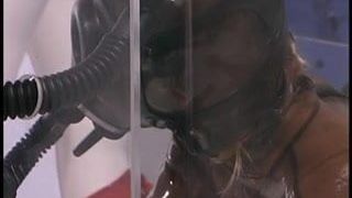 Hot blonde chick loves rubber bondage