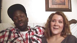 Sexy brunette babe from Germany pleasing a BBC with her muff