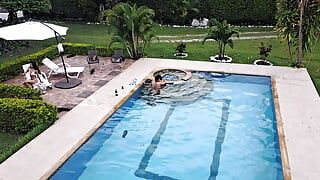 The party ends with a fuck in the pool. Part 2. Nobody notices what we do