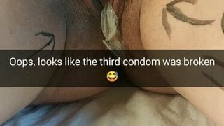 Third condom was broken and my wife takes a cheating creampie
