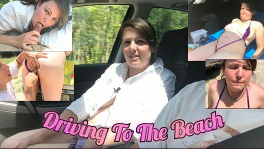 Cumshot Facial with HOT Blowjob and Fucking in the car on the way to the public beach!