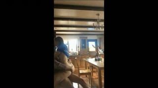 homemade sex ride on his dick on the kitchen