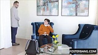 mom and her step son on the shower