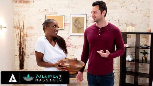 NURU MASSAGE – Hot Ebony Babe Bangs With Her Yoga Class Teammate