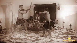 Old time sword fight men battle and fuck women