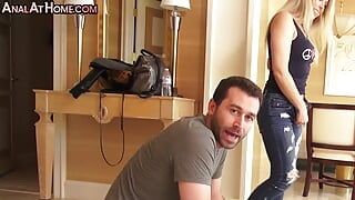 DP anal slut penetrated in threesome by big white cocks