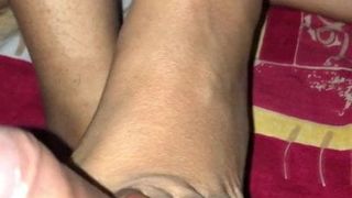 Finally my wife orange nailpaint footjob