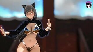 Huge Ass Cat Girl Dancing In Sexy Black Stockings (3D HENTAI)