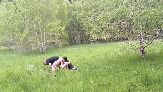 I love it when he makes a slut out of me. First he strips me naked outside, then he pisses in my mouth and makes me lick his as