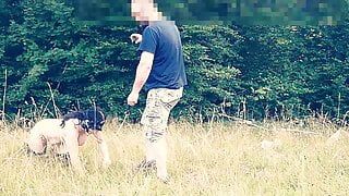 Public slut humiliated on leash HOT