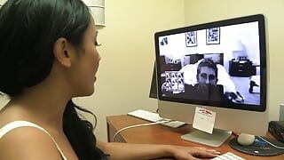 Sexy Latina Romana Ryder shows off her new look and then spreads her bare shaven pussy for the cock!