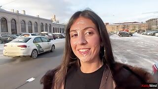 Agreed to walk with a stranger's sperm on my face in a public place – Cumwalk