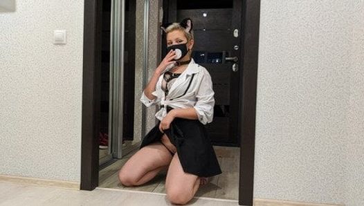 Appetizing kitty found something to do in the evening