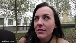 He gives his beautiful brunette girlfriend and watches her getting screwed by a big black dick