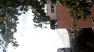 I stand naked on the terrace