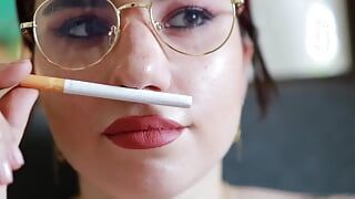 Naked Tattooed Model Smokes Camel s100 cigarette