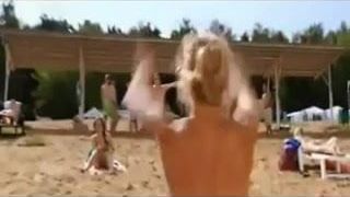 Nude Busty Russian Woman on the Beach