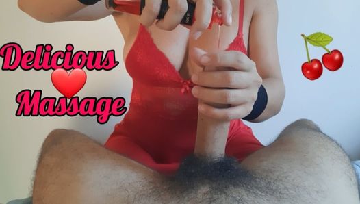 Part1 Interruption of fucking with a strong handjob and lots of oil to make it deliciously slippery.