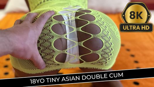 18 yo Tinny Asian double cumshoot