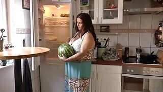 An amazing German woman with dark hair riding a fat cock