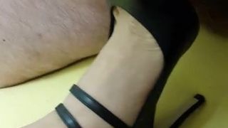 Buffalo Black Round Double Strap Heels – Size 40