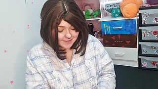 Girl Blowing up 3 huge balloons